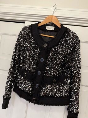 Anthropologie Black Sequin Blazer